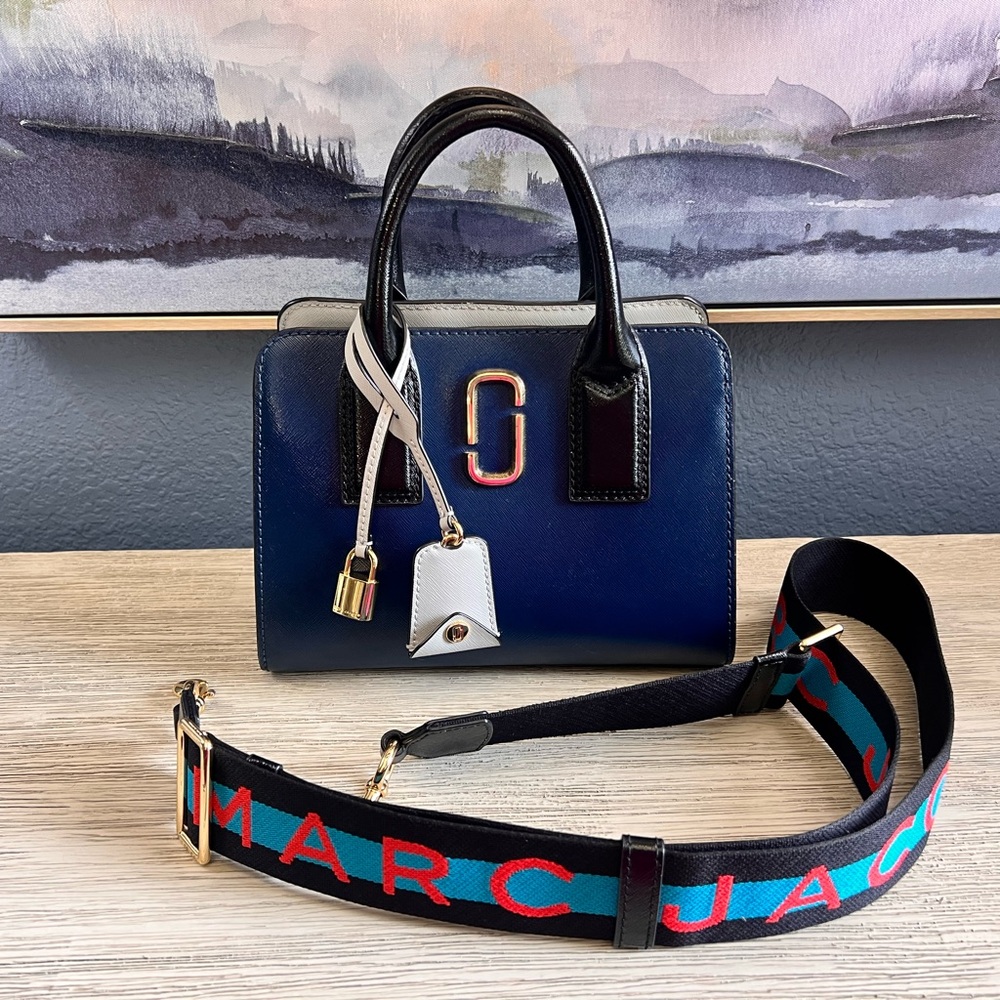 🟣Marc Jacobs Little Big Shot Navy and Black Satchel Red Accents FINAL PRICE🟣